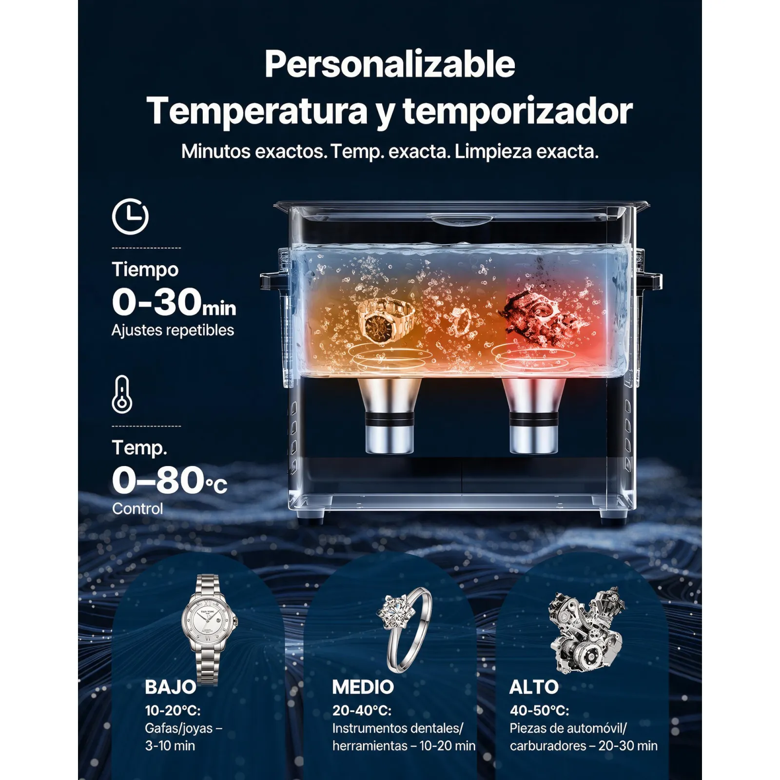 VEVOR Limpiador Ultrasónico 6 L, Máquina de Limpieza Ultrasónica Profesional con Cesta de Limpieza y Pantalla Digital, Acero Inoxidable, 120 W y 40 kHz, para Relojes y Joyas, 380 x 180 x 295 mm