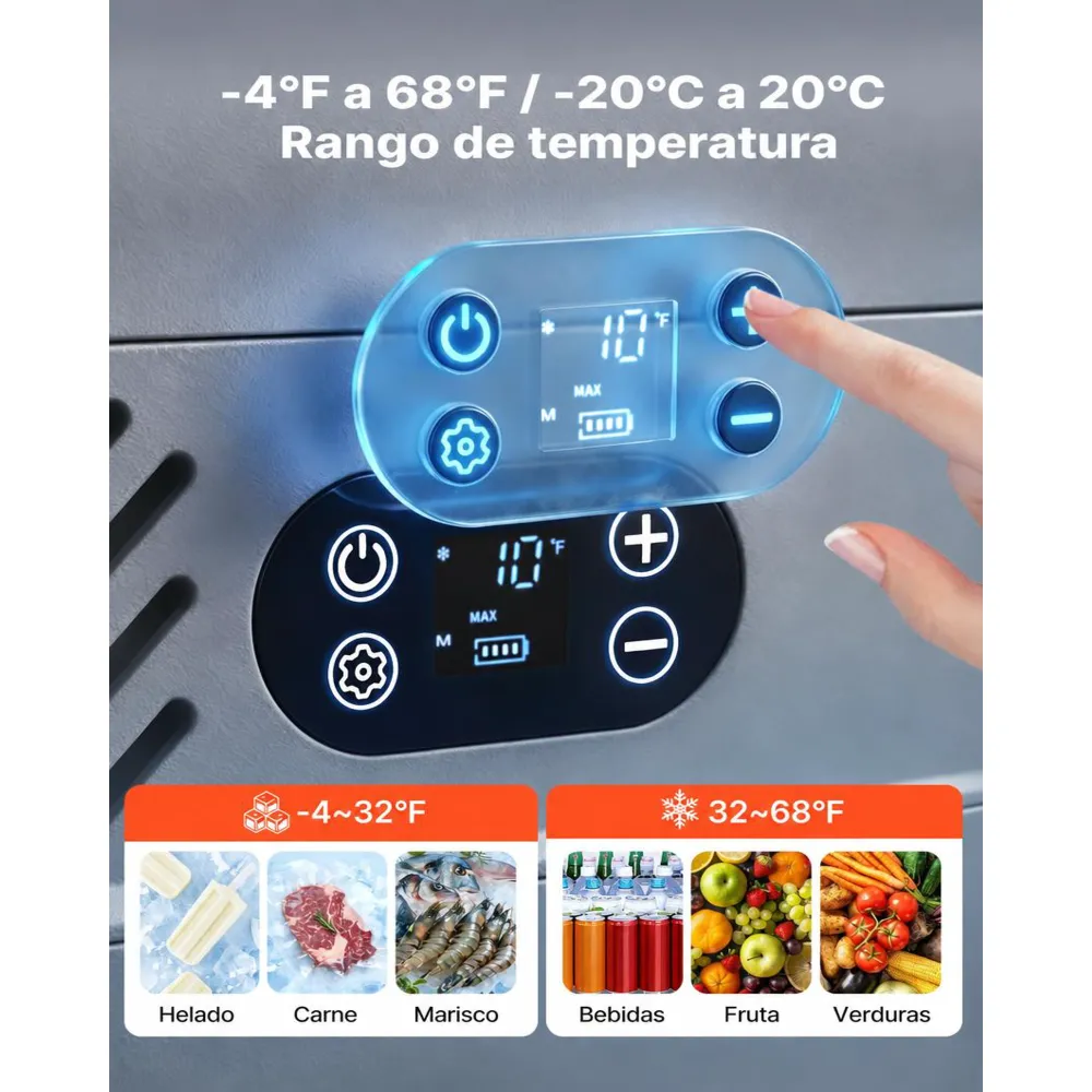 VEVOR Nevera Portátil para Coche 12 L, Zona Única, Refrigerador para Coche con Compresor 12/24 V CC 100-240 V CA, Temperatura Ajustable de -20 °C a 20 °C, para Camiones, Furgonetas, Camping, Viajes