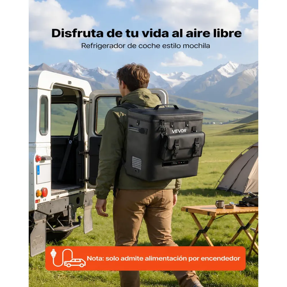 VEVOR Nevera Portátil para Coche 13 L, Zona Única, Refrigerador para Coche con Compresor 12/24 V CC, Temperatura Ajustable de -6 °C a 10 °C, para Camiones, Furgonetas, Autocaravanas, Camping, Viajes