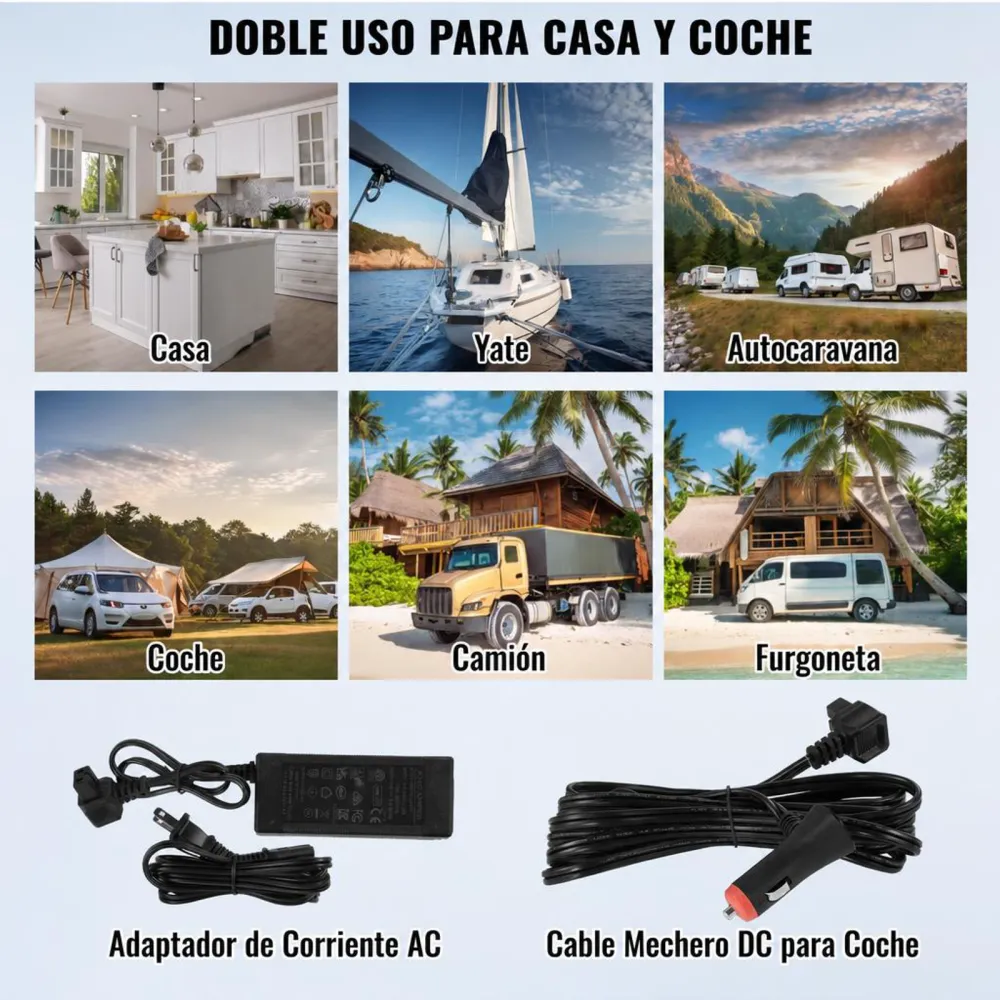 VEVOR Nevera de Compresión Portátil 15 L Mini Nevera para Coche 12/24V CC y 100-240V CA Caja Enfriadora de Zona Única Temperatura Ajustable de -20°C a 20°C para Camión Barco Casa Camping