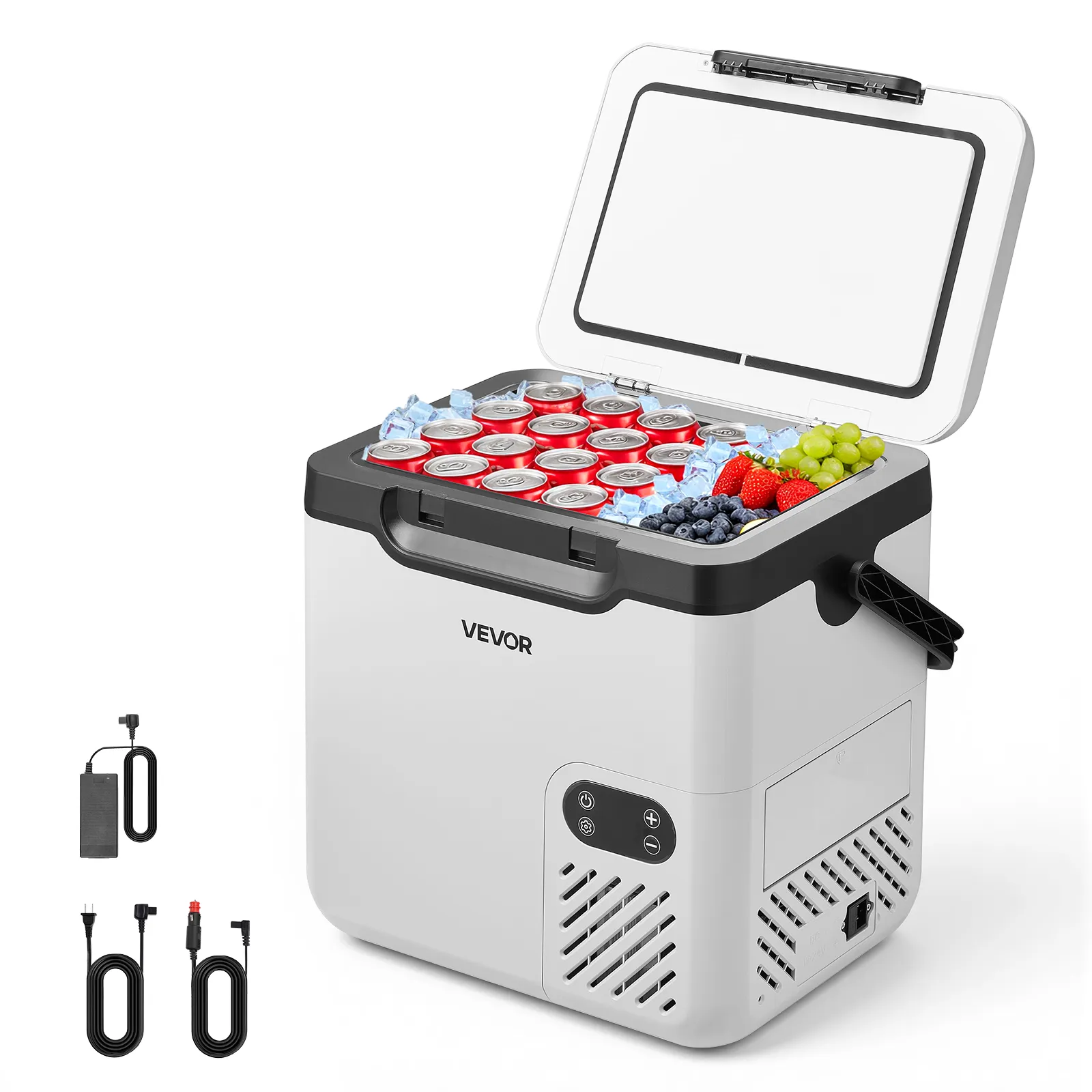 VEVOR Nevera Portátil para Coche 18 L, Zona Única, Refrigerador para Coche con Compresor 12/24 V CC 100-240 V CA, Temperatura Ajustable de -20 °C a 20 °C, para Camiones, Autocaravanas, Camping