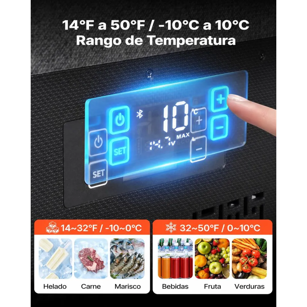 VEVOR Nevera Portátil para Coche 20 L, Zona Única, Refrigerador para Coche con Compresor 12/24 V CC, Temperatura Ajustable de -10 °C a 10 °C, para Autocaravanas, Furgonetas, Barcos, Camping, Viajes