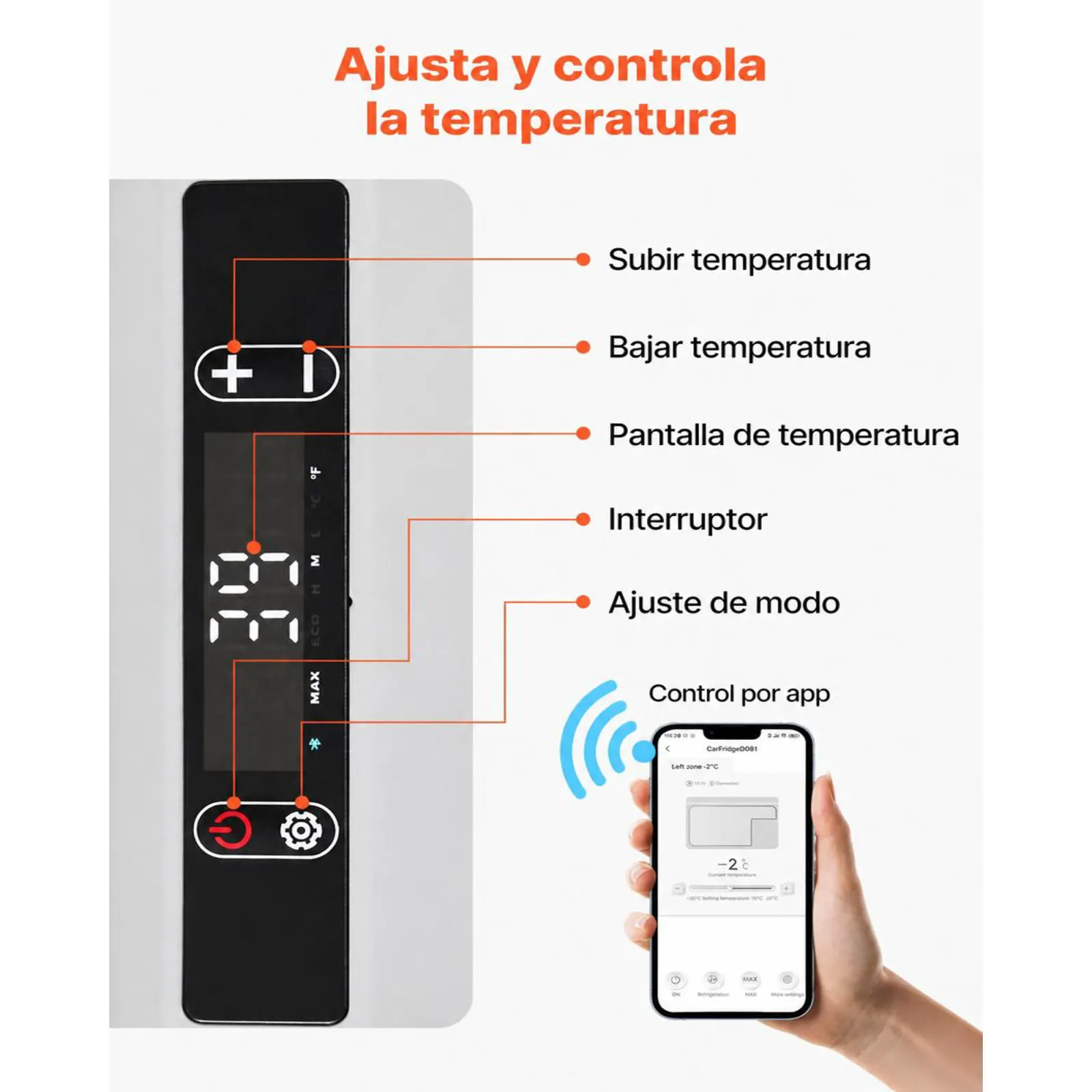 VEVOR Nevera Portátil para Coche 25 L, Zona Única, Refrigerador para Coche con Compresor 12/24 V CC y 100-240 V CA, Temperatura Ajustable de -20 °C a 20 °C, para Autocaravanas, Camping, Viajes