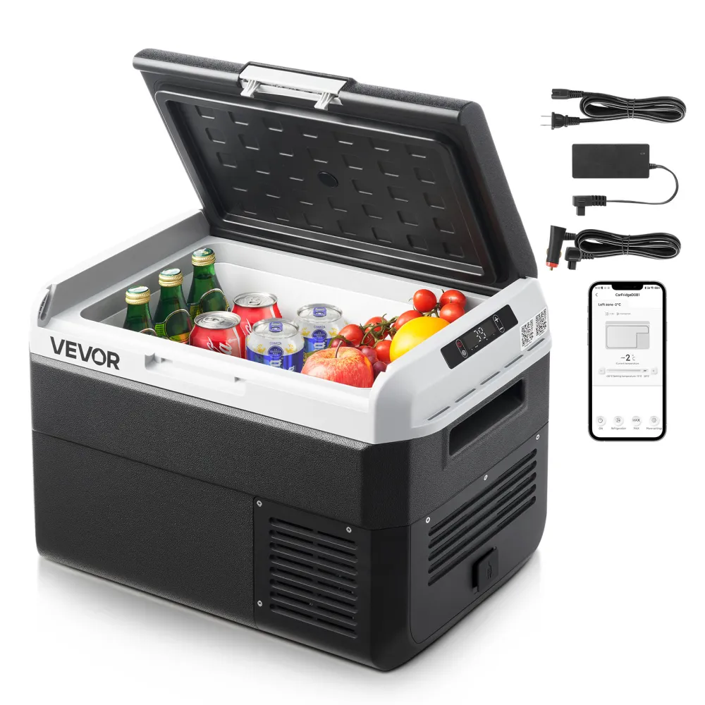 VEVOR Nevera Portátil para Coche 25 L, Zona Única, Refrigerador para Coche con Compresor 12/24 V CC y 100-240 V CA, Temperatura Ajustable de -20 °C a 20 °C, para Autocaravanas, Camping, Viajes