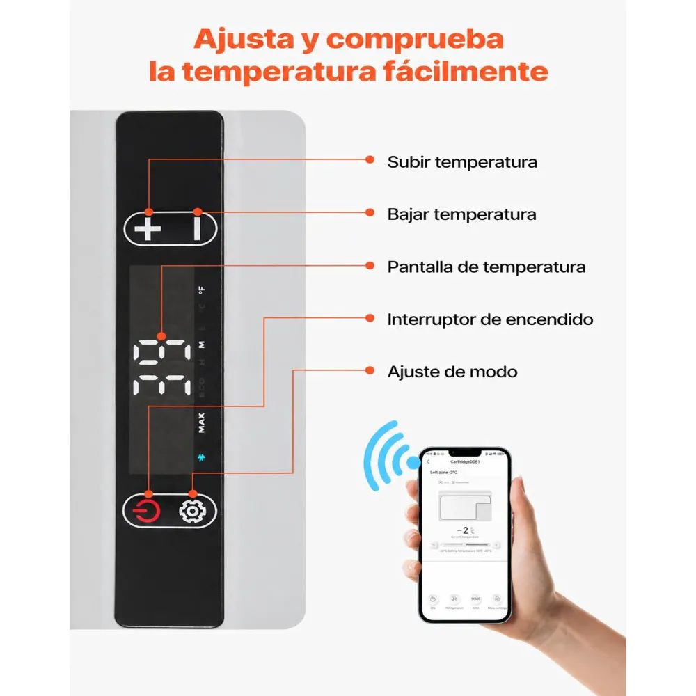 VEVOR Nevera Portátil para Coche 30 L, Zona Única, Refrigerador para Coche con Compresor 12/24 V CC y 100-240 V CA, Temperatura Ajustable de -20 °C a 20 °C, para Autocaravanas, Camping, Viajes