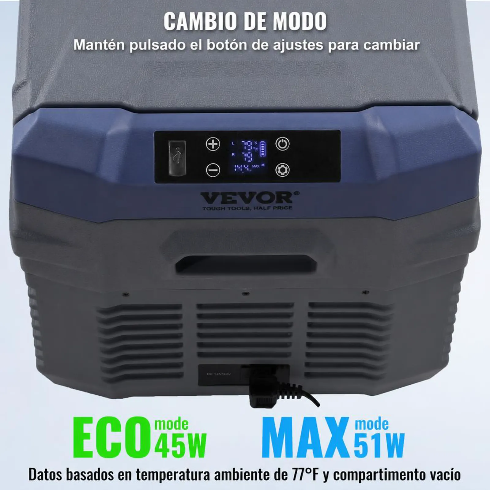 VEVOR Nevera de Compresión Portátil 25 L Mini Nevera para Coche 12/24V CC y 100-240V CA Caja Enfriadora de Doble Zona Temperatura Ajustable de -20°C a 20°C para Camión Barco Casa Camping