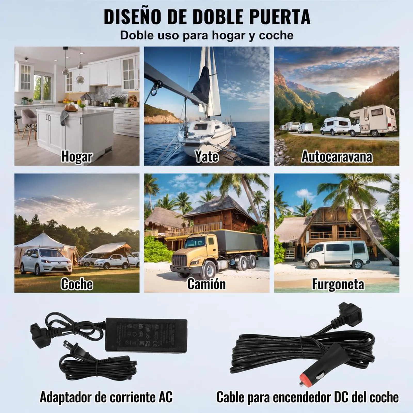 VEVOR Nevera de Compresión Portátil 25 L Mini Nevera para Coche 12/24V CC y 100-240V CA Caja Enfriadora de Doble Zona Temperatura Ajustable de -20°C a 20°C para Camión Barco Casa Camping