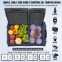 VEVOR Nevera de Compresión Portátil 25 L Mini Nevera para Coche de Doble Zona Temperatura Ajustable de -20 °C a 20 °C Nevera Portátil 12/24 V CC y 100-240 V CA para Camión, Barco, Casa, Camping