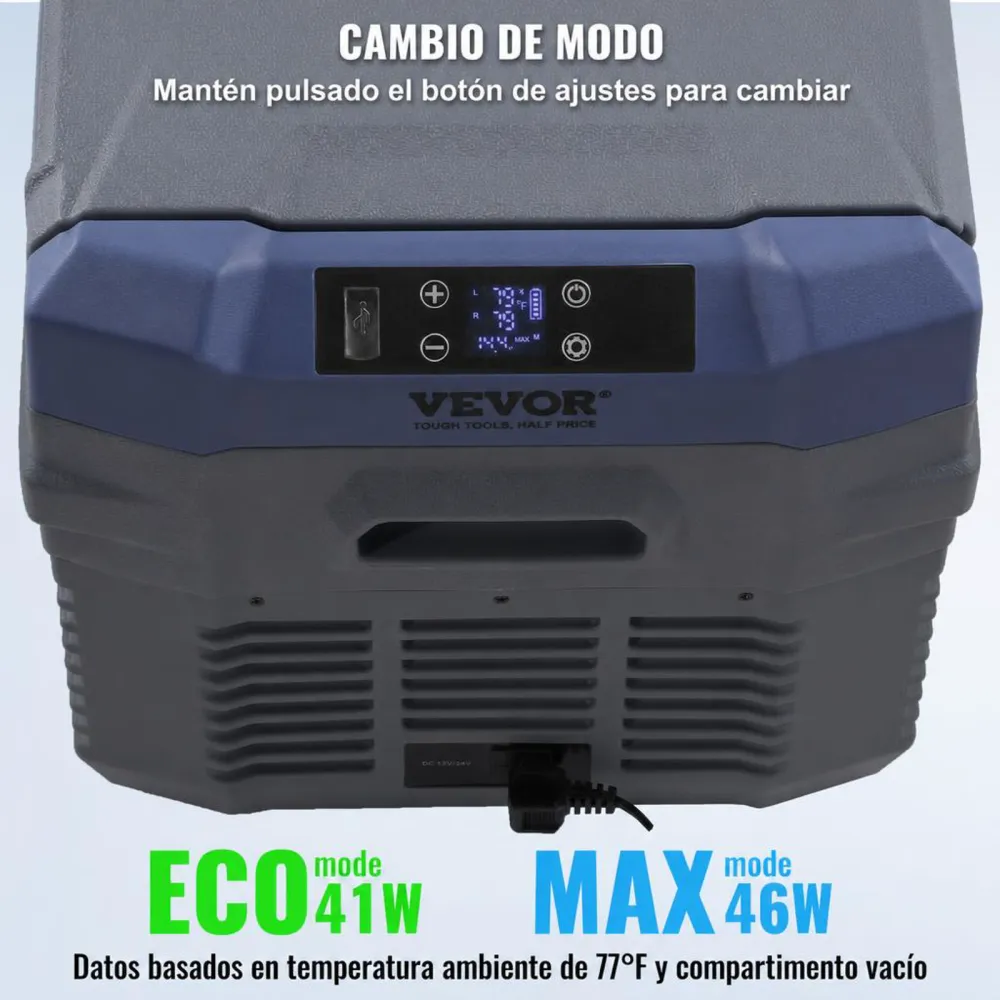 VEVOR Nevera de Compresión Portátil 25 L Mini Nevera para Coche de Doble Zona Temperatura Ajustable de -20 °C a 20 °C Nevera Portátil 12/24 V CC y 100-240 V CA para Camión, Barco, Casa, Camping