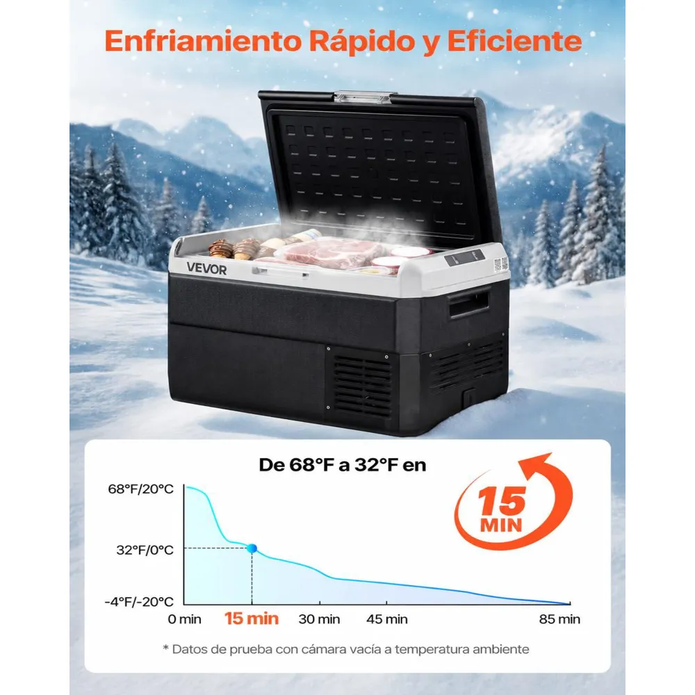 VEVOR Nevera Portátil para Coche 40 L, Zona Única, Refrigerador para Coche con Compresor 12/24 V CC y 100-240 V CA, Temperatura Ajustable de -20 °C a 20 °C, para Autocaravanas, Camping, Viajes