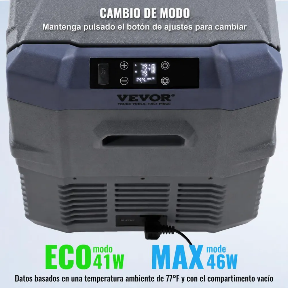 VEVOR Nevera de Compresión Portátil 32 L Mini Nevera para Coche de Doble Zona Temperatura Ajustable de -20 °C a 20 °C Nevera Portátil 12/24 V CC y 100-240 V CA para Camión, Barco, Casa, Camping