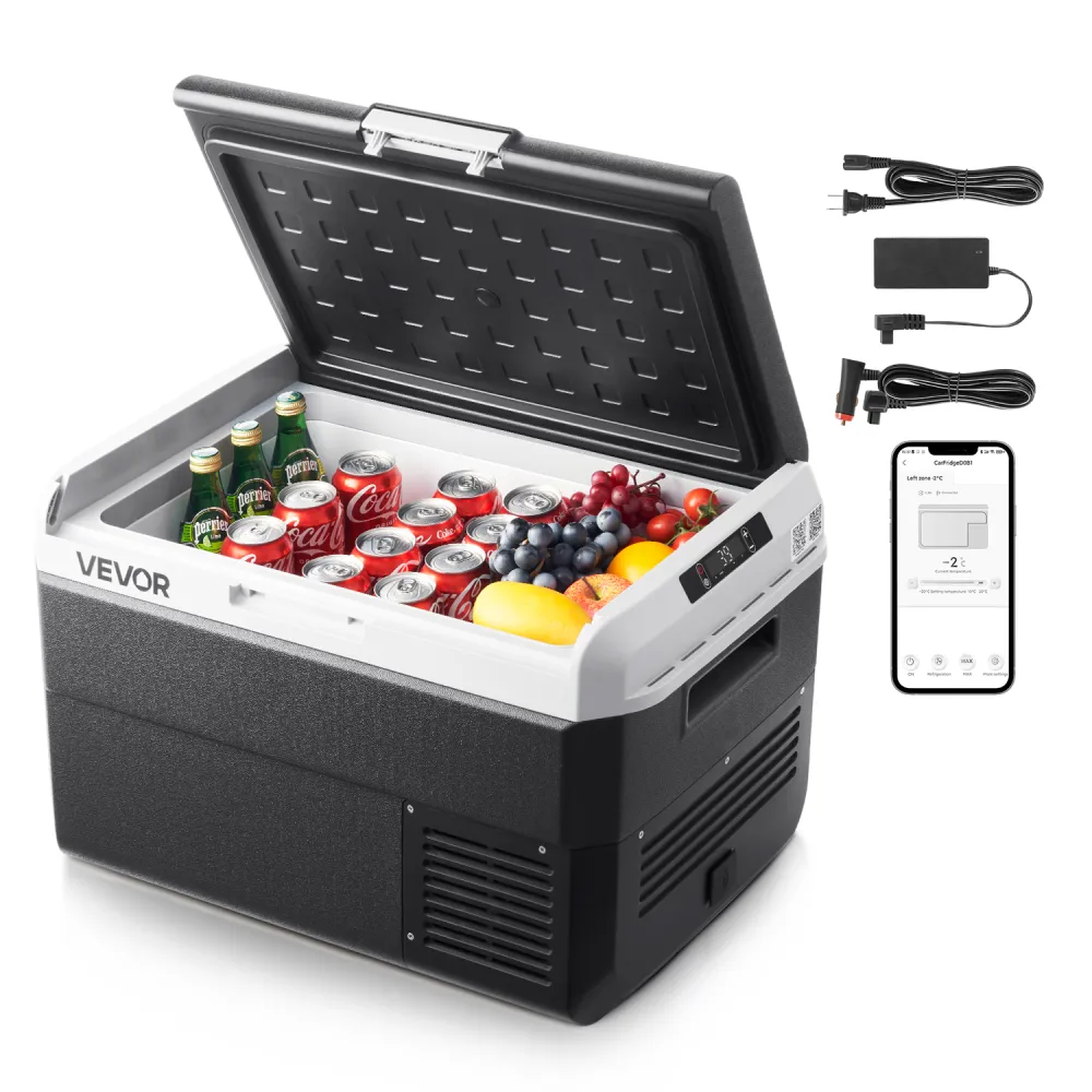 VEVOR Nevera Portátil para Coche 50 L, Zona Única, Refrigerador para Coche con Compresor 12/24 V CC y 100-240 V CA, Temperatura Ajustable de -20 °C a 20 °C, para Autocaravanas, Camping, Viajes