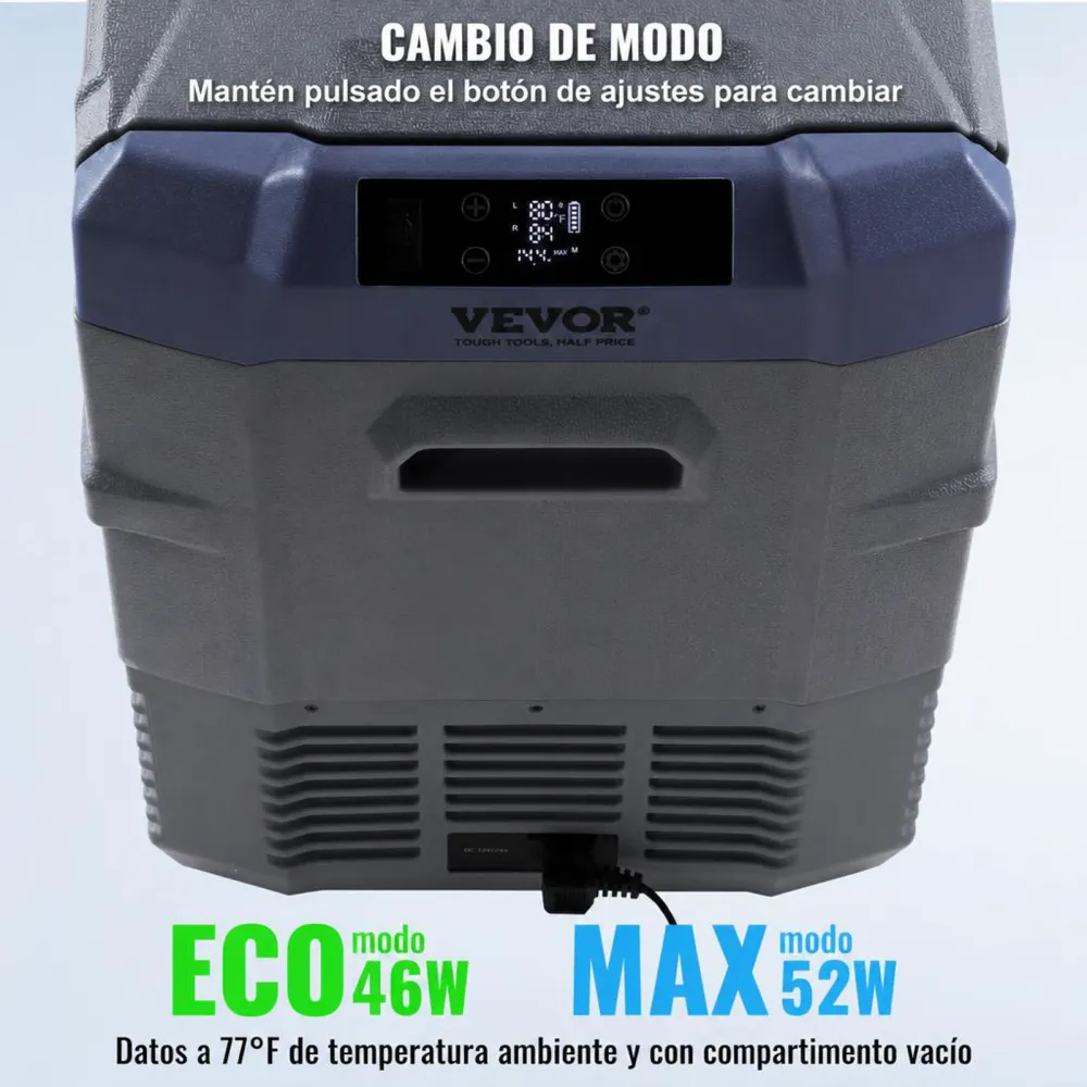 VEVOR Nevera de Compresión Portátil 39 L Mini Nevera para Coche 12/24V CC y 100-240V CA Caja Enfriadora de Doble Zona Temperatura Ajustable de -20°C a 20°C para Camión Barco Casa Camping