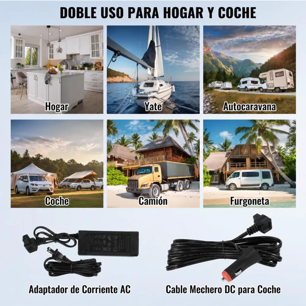 VEVOR Nevera de Compresión Portátil 39 L Mini Nevera para Coche 12/24V CC y 100-240V CA Caja Enfriadora de Doble Zona Temperatura Ajustable de -20°C a 20°C para Camión Barco Casa Camping