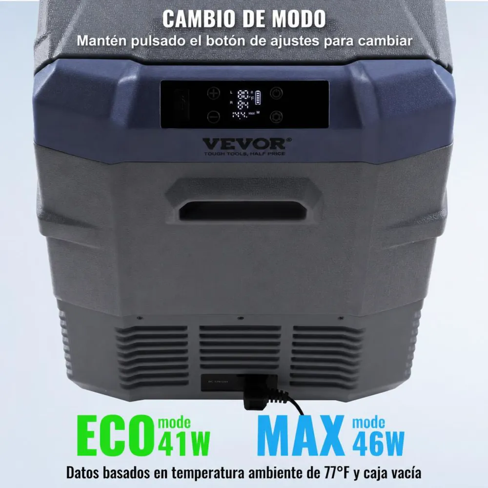 VEVOR Nevera de Compresión Portátil 40 L Mini Nevera para Coche de Doble Zona Temperatura Ajustable de -20 °C a 20 °C Nevera Portátil 12/24 V CC y 100-240 V CA para Camión, Barco, Casa, Camping