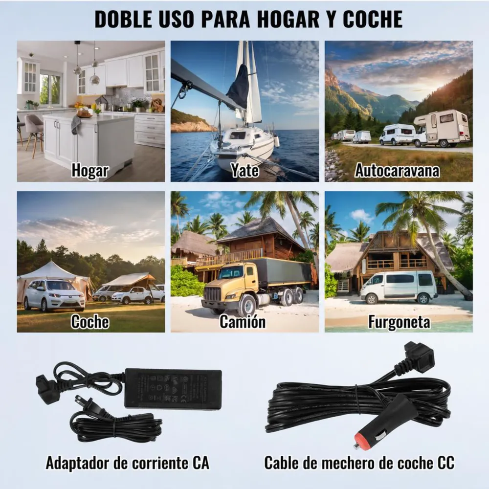 VEVOR Nevera de Compresión Portátil 40 L Mini Nevera para Coche de Doble Zona Temperatura Ajustable de -20 °C a 20 °C Nevera Portátil 12/24 V CC y 100-240 V CA para Camión, Barco, Casa, Camping