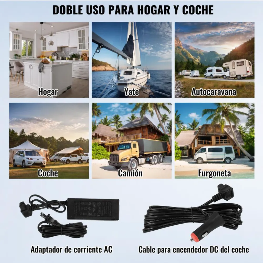 VEVOR Nevera de Compresión Portátil 70 L Mini Nevera para Coche 12/24V CC y 100-240V CA Caja Enfriadora de Zona Única Temperatura Ajustable de -20°C a 20°C para Camión Barco Casa Camping