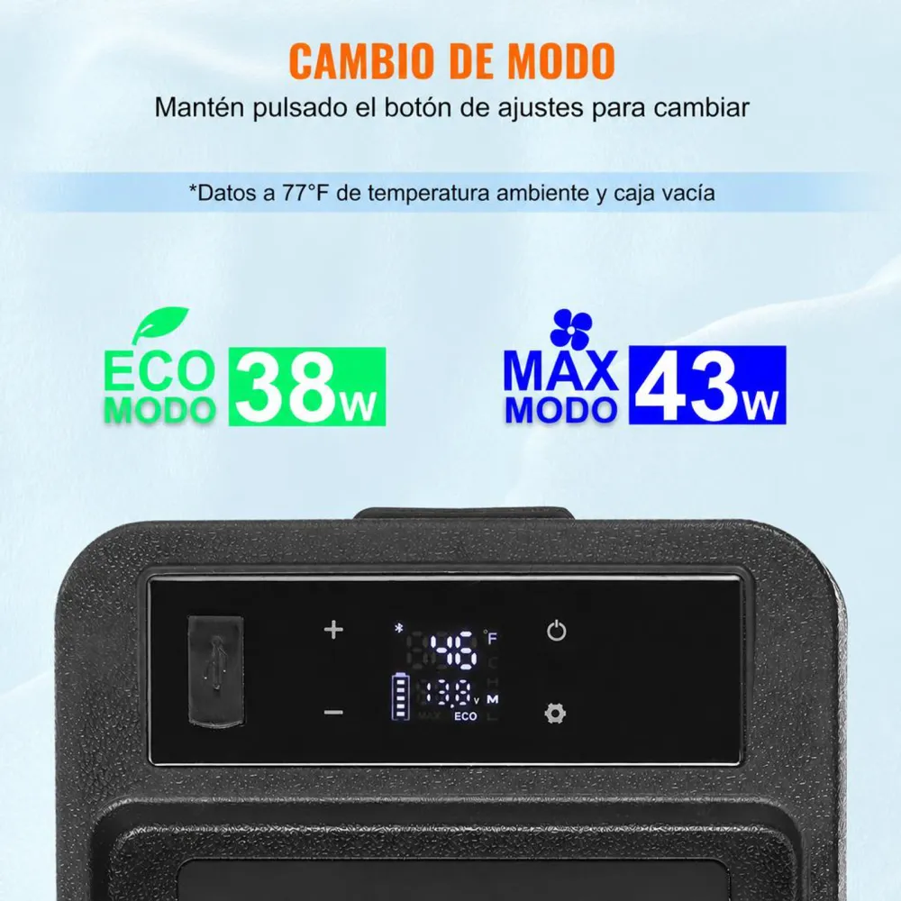 VEVOR Nevera de Compresión Portátil 8 L Mini Nevera con Reposabrazos para Coche 12/24V CC y 100-240V CA Mini Nevera de Zona Única -20°C a 20°C Ajustable para Coche Camión Barco Casa Camping