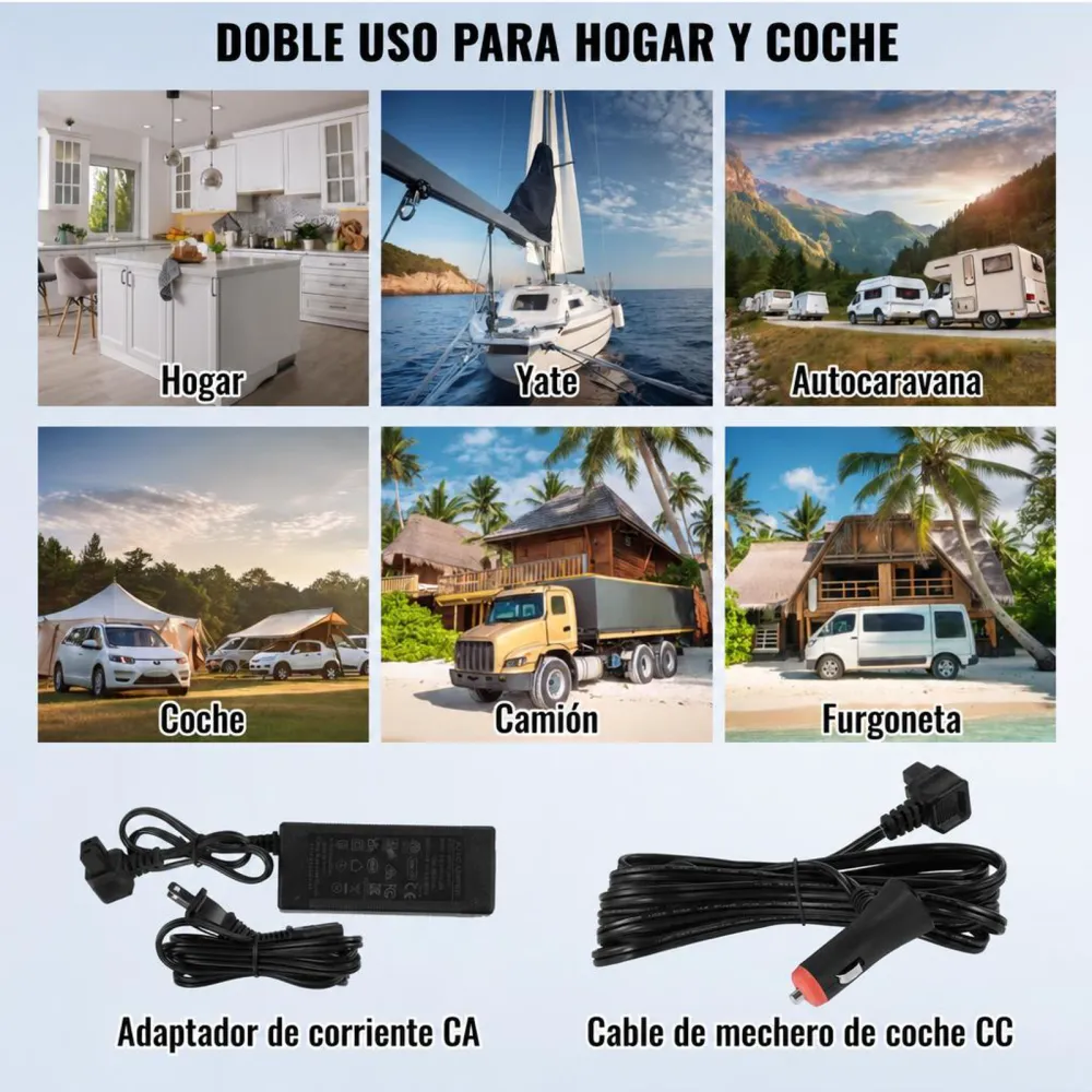 VEVOR Nevera de Compresión Portátil 9 L Mini Nevera para Coche 12/24V DC y 100-240V AC Caja Enfriadora de Zona Única Temperatura Ajustable de -20°C a 20°C para Camión Barco Casa Camping
