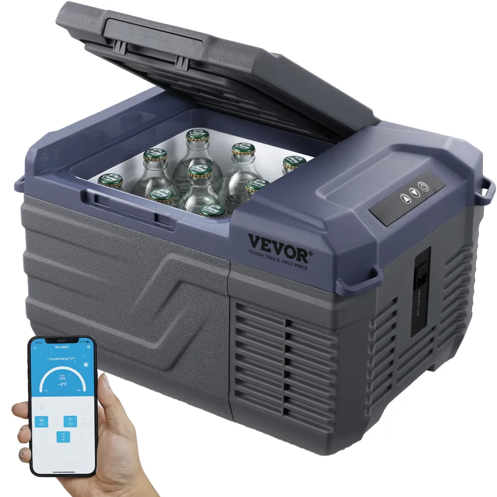 VEVOR Nevera de Compresión Portátil 9 L Mini Nevera para Coche 12/24V DC y 100-240V AC Caja Enfriadora de Zona Única Temperatura Ajustable de -20°C a 20°C para Camión Barco Casa Camping