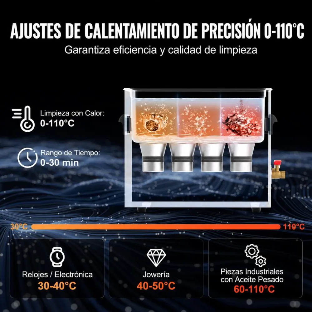 VEVOR Limpiador Ultrasónico 10 L 240 W con Temporizador de Calentamiento y Cesta Máquina de Cavitación Sónica Digital para Herramientas de Laboratorio, Piezas Metálicas, Carburador, Piezas de Auto