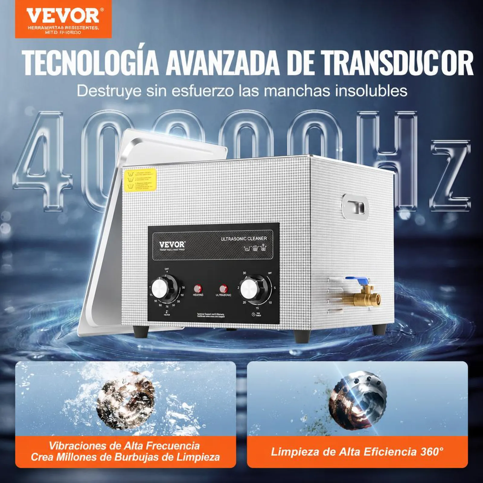 VEVOR Limpiador Ultrasónico 15 L con Temporizador de Calentamiento y Cesta Equipo de Limpieza Ultrasónico Digital Profesional 360 W para Relojes Instrumentos Gafas Monedas Piezas de Metal Plata