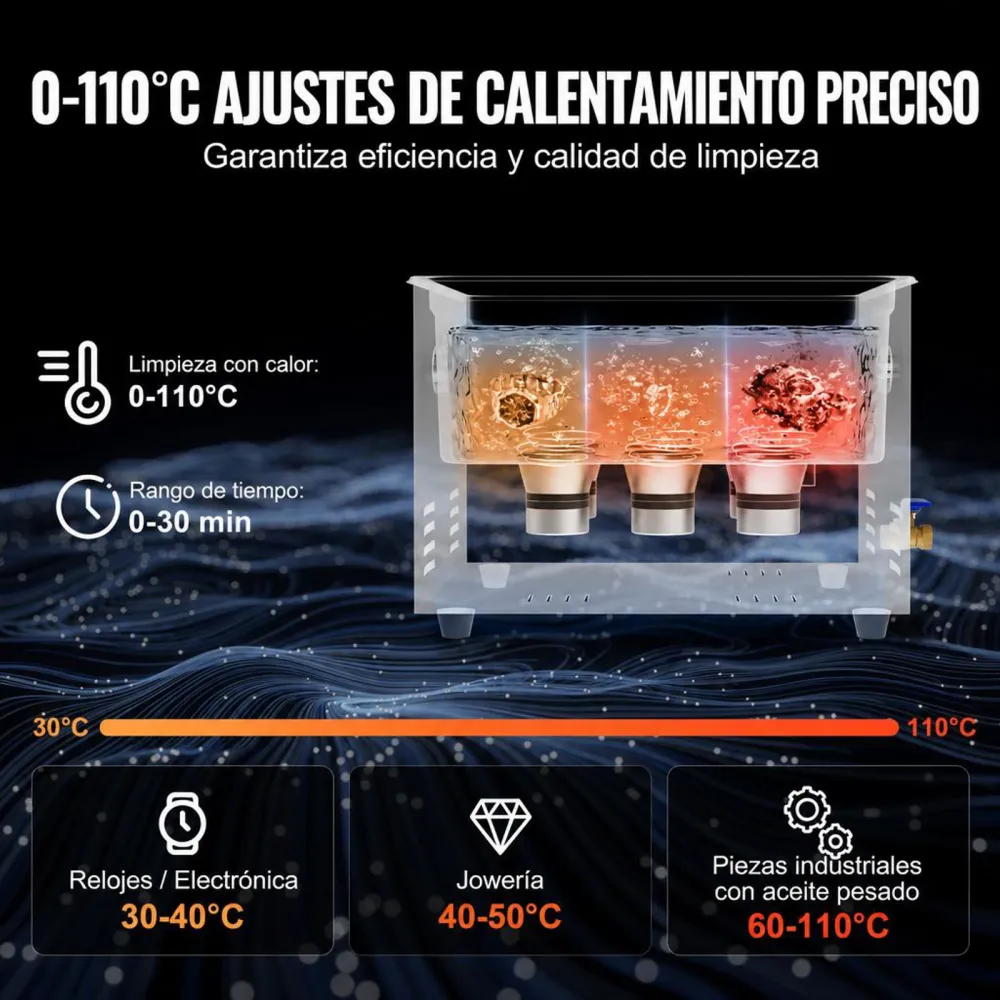 VEVOR Limpiador Ultrasónico 15 L con Temporizador de Calentamiento y Cesta Equipo de Limpieza Ultrasónico Digital Profesional 360 W para Relojes Instrumentos Gafas Monedas Piezas de Metal Plata