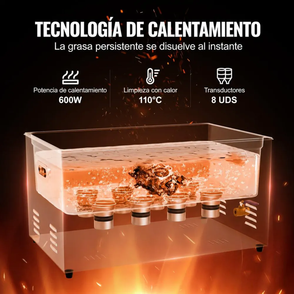 VEVOR Limpiador Ultrasónico 22 L con Temporizador de Calentamiento y Cesta Equipo de Limpieza Ultrasónico Digital Profesional 480 W para Relojes Instrumentos Gafas Monedas Piezas de Metal Plata
