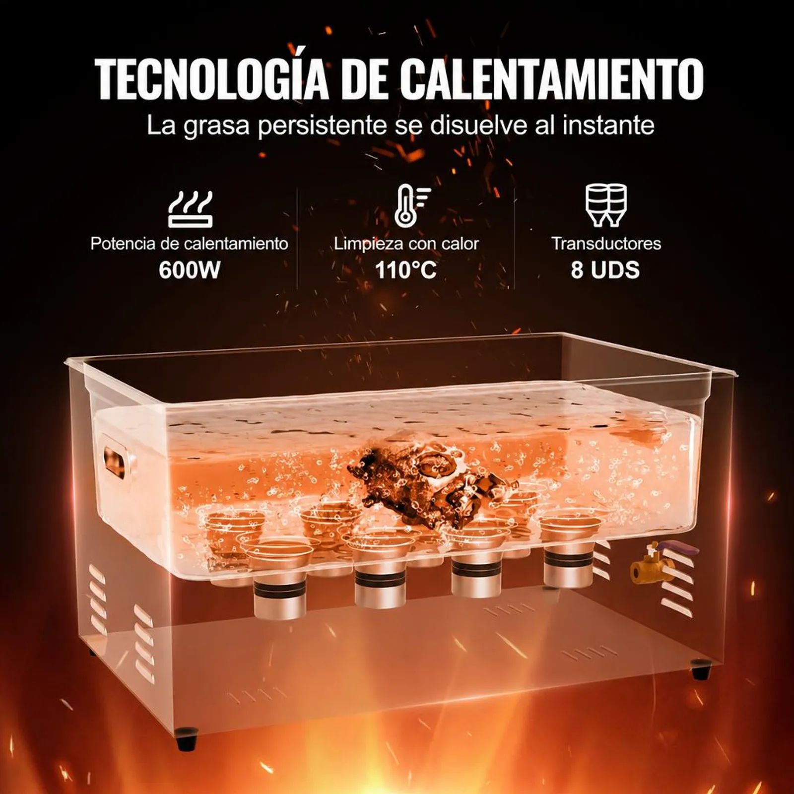 VEVOR Limpiador Ultrasónico 22 L con Temporizador de Calentamiento y Cesta Equipo de Limpieza Ultrasónico Digital Profesional 480 W para Relojes Instrumentos Gafas Monedas Piezas de Metal Plata