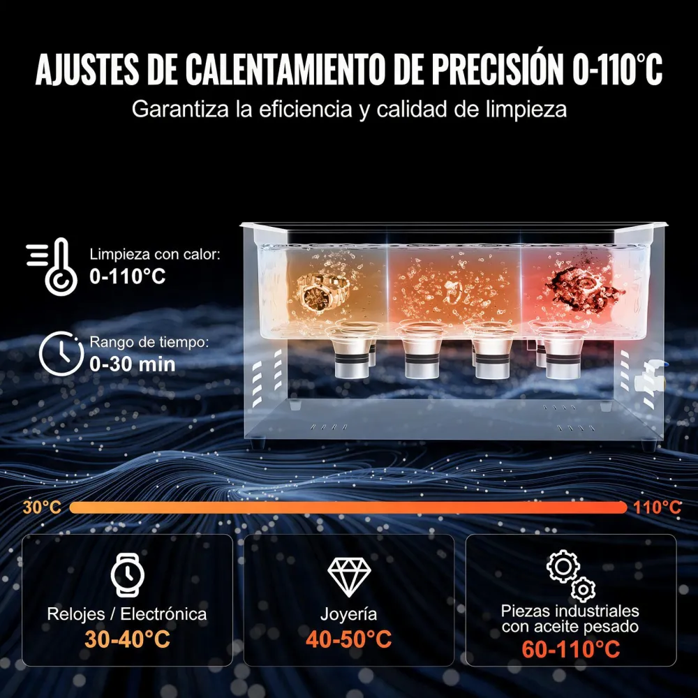 VEVOR Limpiador Ultrasónico 22 L con Temporizador de Calentamiento y Cesta Equipo de Limpieza Ultrasónico Digital Profesional 480 W para Relojes Instrumentos Gafas Monedas Piezas de Metal Plata