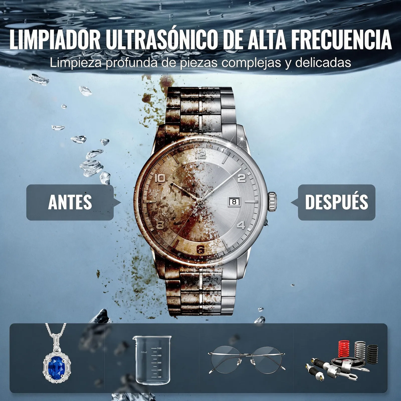 VEVOR Limpiador Ultrasónico 22 L con Temporizador de Calentamiento y Cesta Equipo de Limpieza Ultrasónico Digital Profesional 480 W para Relojes Instrumentos Gafas Monedas Piezas de Metal Plata