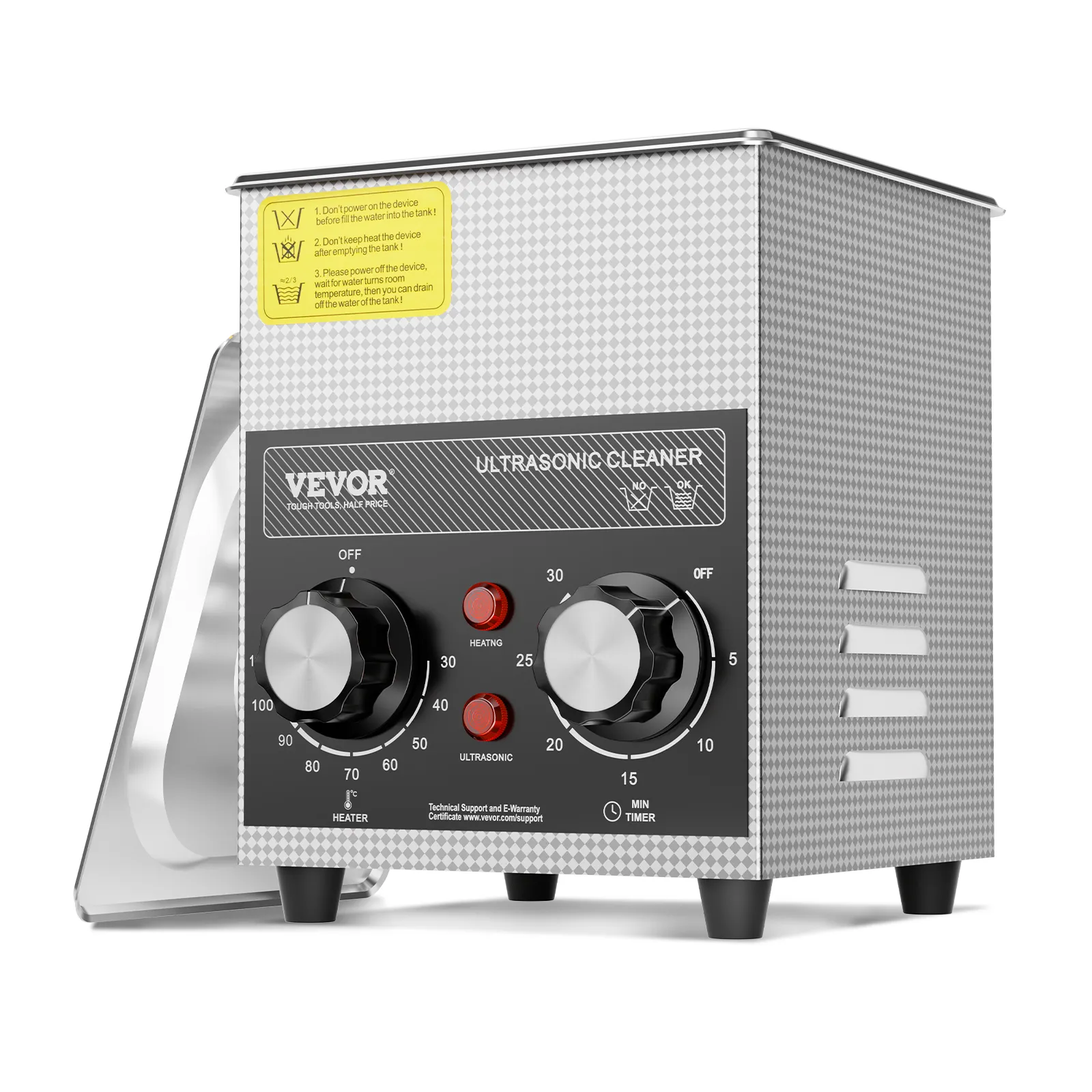VEVOR Limpiador Ultrasónico 2 L con Temporizador de Calentamiento y Cesta Equipo de Limpieza Ultrasónico Digital Profesional 60 W para Relojes Instrumentos Gafas Monedas Piezas de Metal Plata