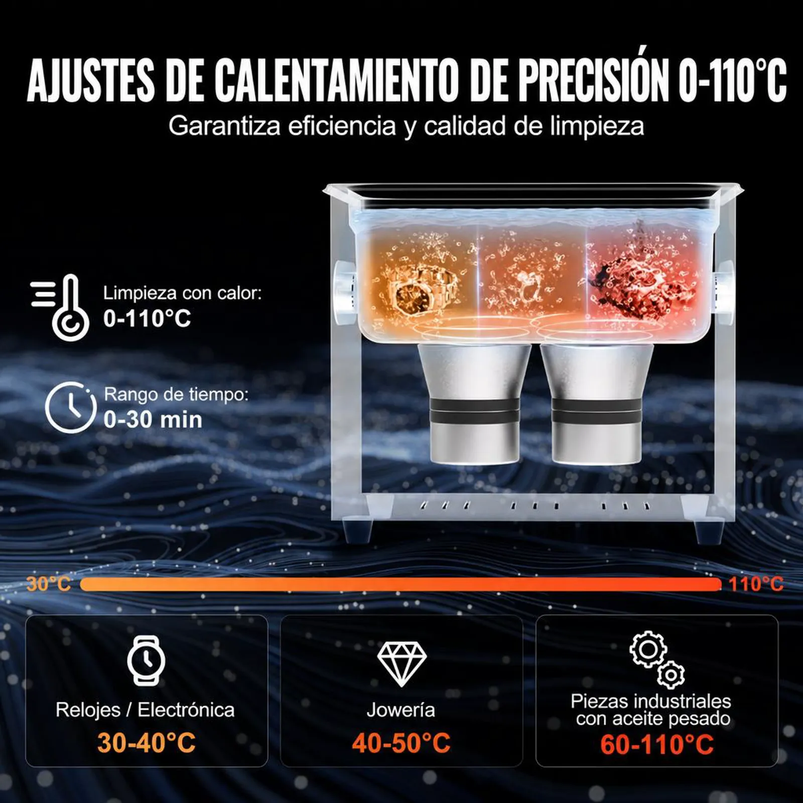 VEVOR Limpiador Ultrasónico 3 L con Temporizador de Calentamiento y Cesta Equipo de Limpieza Ultrasónico Digital Profesional 120 W para Relojes Instrumentos Gafas Monedas Piezas de Metal Plata