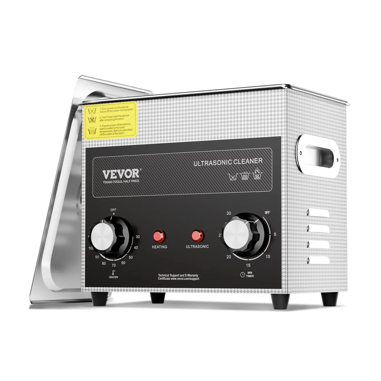 VEVOR Limpiador Ultrasónico 3 L con Temporizador de Calentamiento y Cesta Equipo de Limpieza Ultrasónico Digital Profesional 120 W para Relojes Instrumentos Gafas Monedas Piezas de Metal Plata