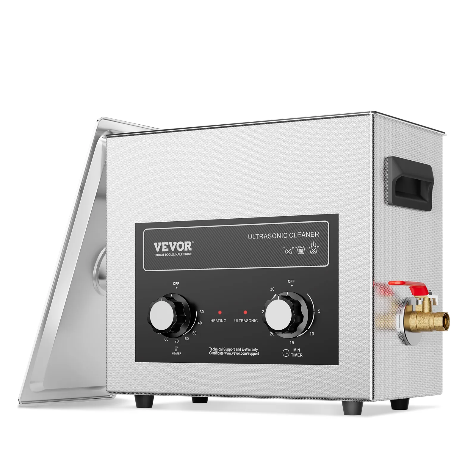 VEVOR Limpiador Ultrasónico 6 L 180 W con Temporizador de Calentamiento y Cesta Máquina de Cavitación Sónica Digital para Herramientas de Laboratorio, Piezas Metálicas, Carburador, Piezas de Auto