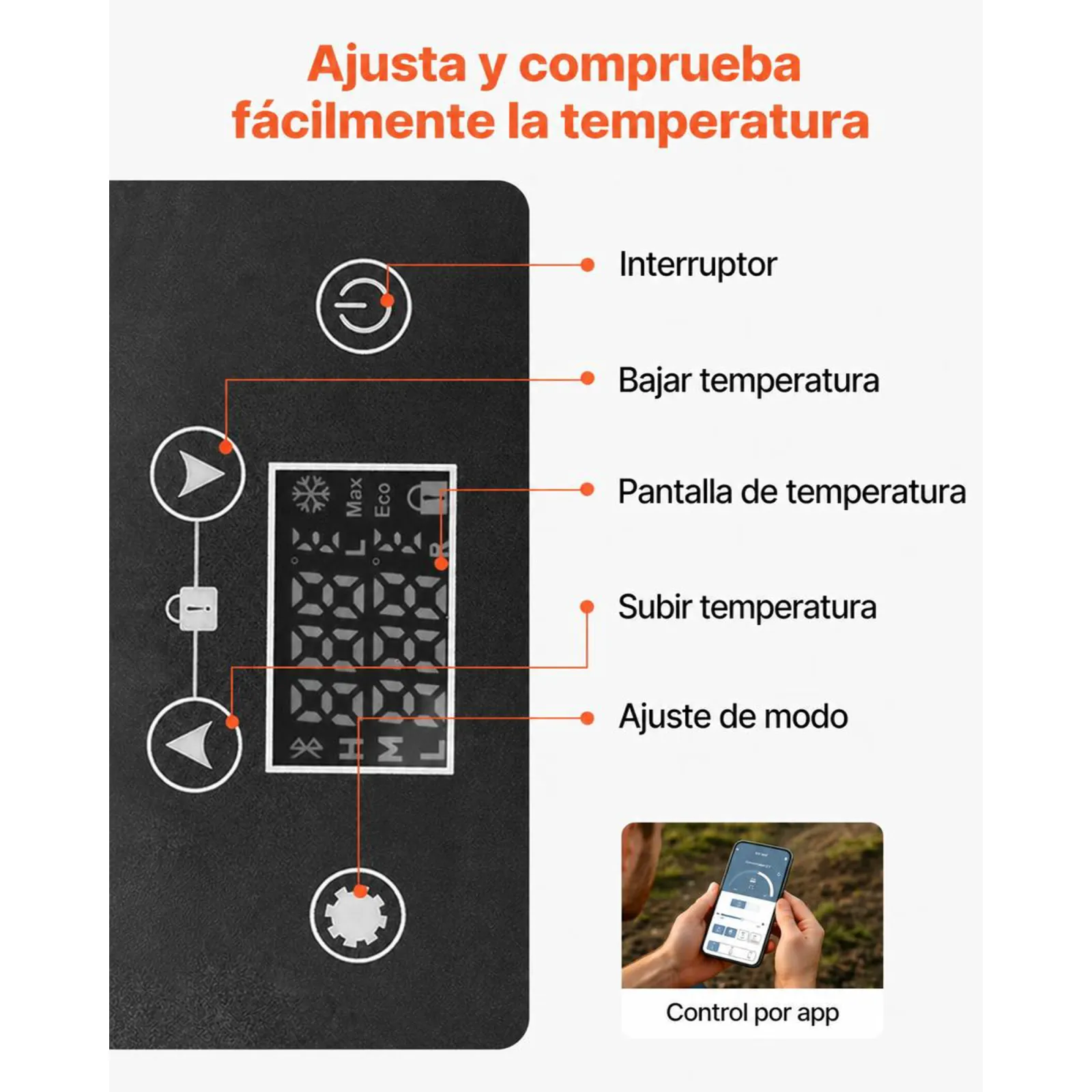 VEVOR Nevera Portátil para Coche 12/24 V CC 100-240 V CA con Compresor, Control de Temperatura de -20 °C a 20 °C, con Aplicación, Congelador de 15 L para Autocaravanas, Camping, Barcos, Pesca