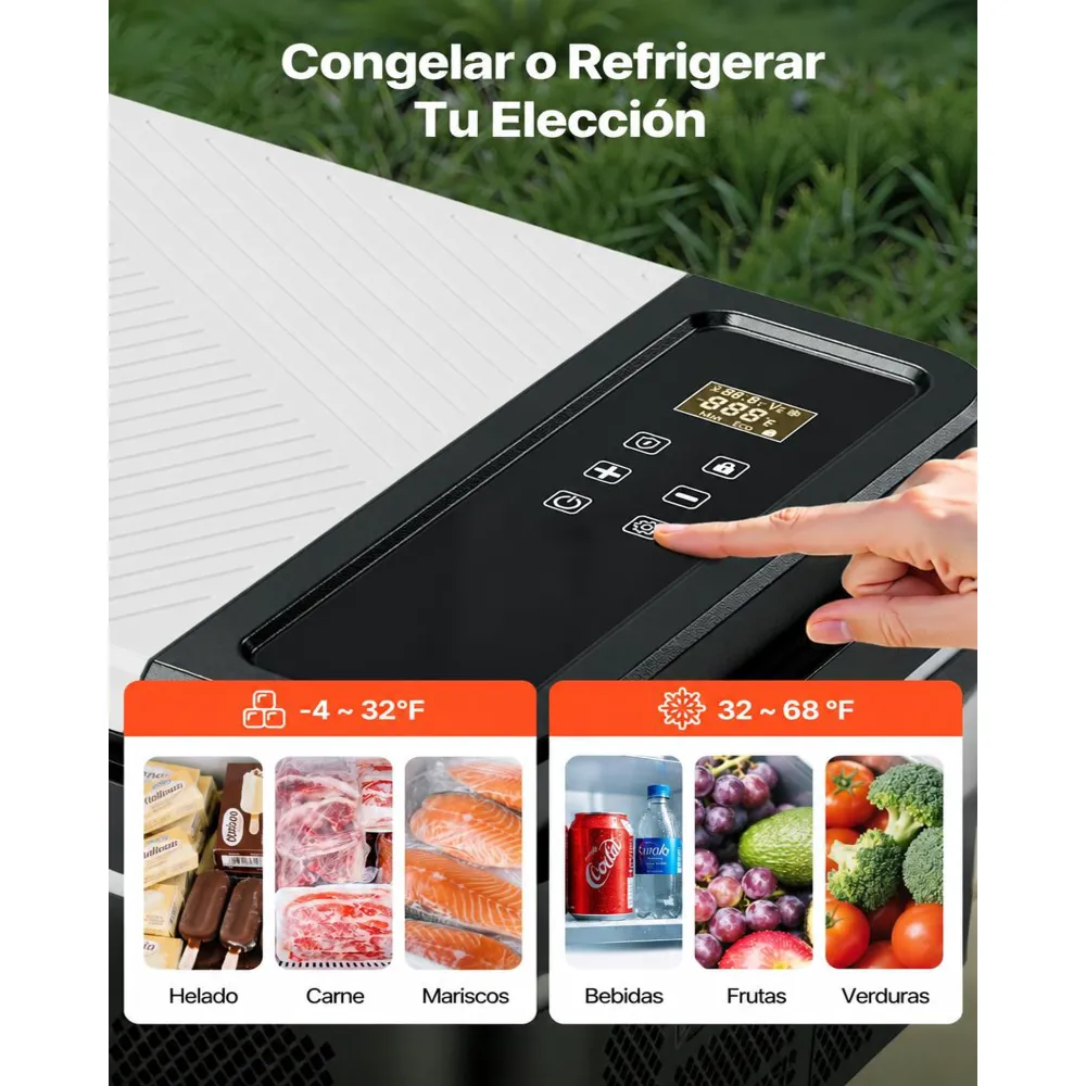 VEVOR Nevera Portátil para Coche 12/24 V CC 100-240 V CA con Compresor, Control de Temperatura de -20 °C a 20 °C, con Aplicación, Congelador de 22 L para Autocaravanas, Camping, Barcos, Pesca