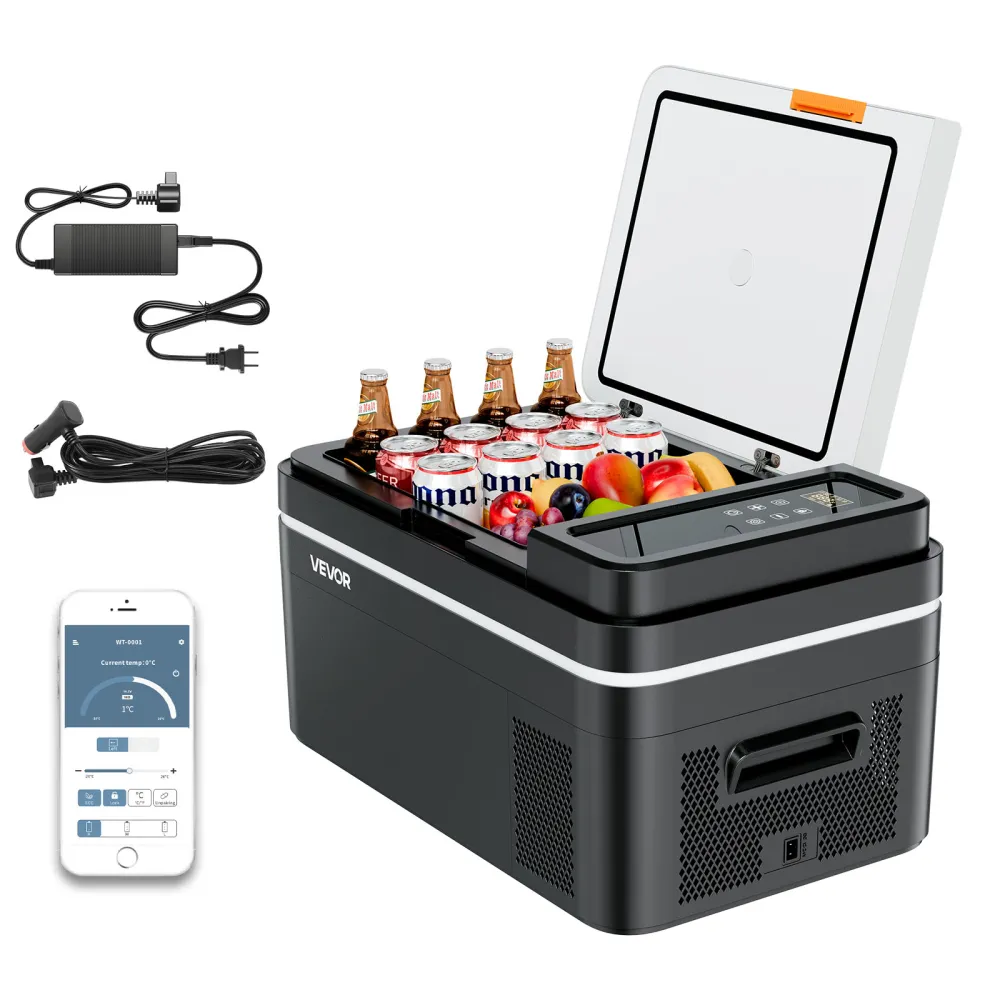 VEVOR Nevera Portátil para Coche 12/24 V CC 100-240 V CA con Compresor, Control de Temperatura de -20 °C a 20 °C, con Aplicación, Congelador de 22 L para Autocaravanas, Camping, Barcos, Pesca