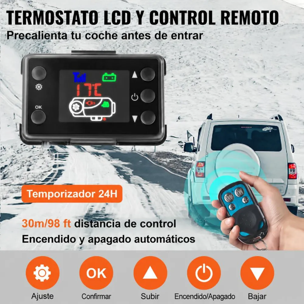 VEVOR Calentador de Aire Diesel 12V 5-8KW Calentador de Combustible Calefacción Estacionaria Diesel Calentador Coche Diesel con Interruptor LCD