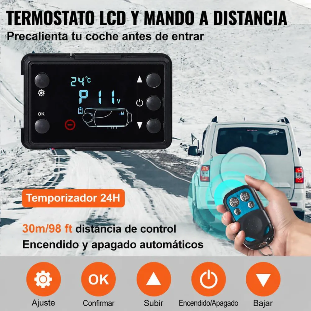 VEVOR Calentador de Aire Diesel 12V 5-8KW Calentador de Combustible Calefacción Estacionaria Diesel Calentador Coche Diesel con Interruptor LCD Negro