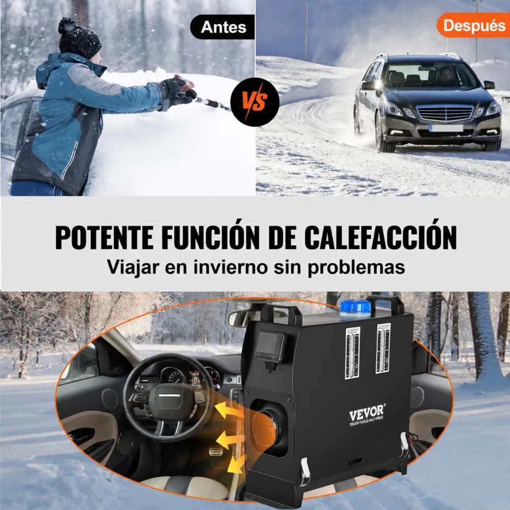 VEVORCalentador de Aire Diésel, 12 V 5-8KW Calefacción Estacionaria Diésel -40 °C - 80 °C Calentador de Estacionamiento Diésel Calefacción Estática Furgoneta Diésel Calentador Coche con Interruptor LCD