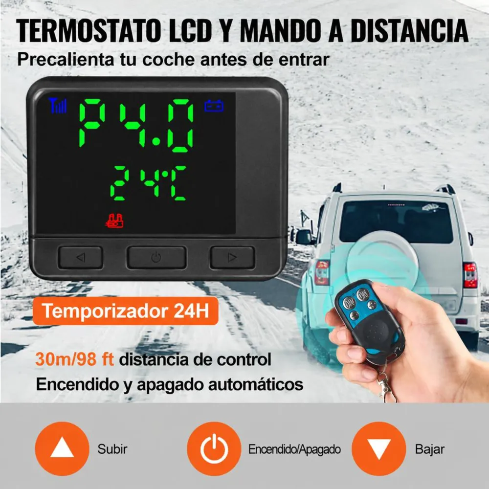 VEVORCalentador de Aire Diésel, 12 V 5-8KW Calefacción Estacionaria Diésel -40 °C - 80 °C Calentador de Estacionamiento Diésel Calefacción Estática Furgoneta Diésel Calentador Coche con Interruptor LCD