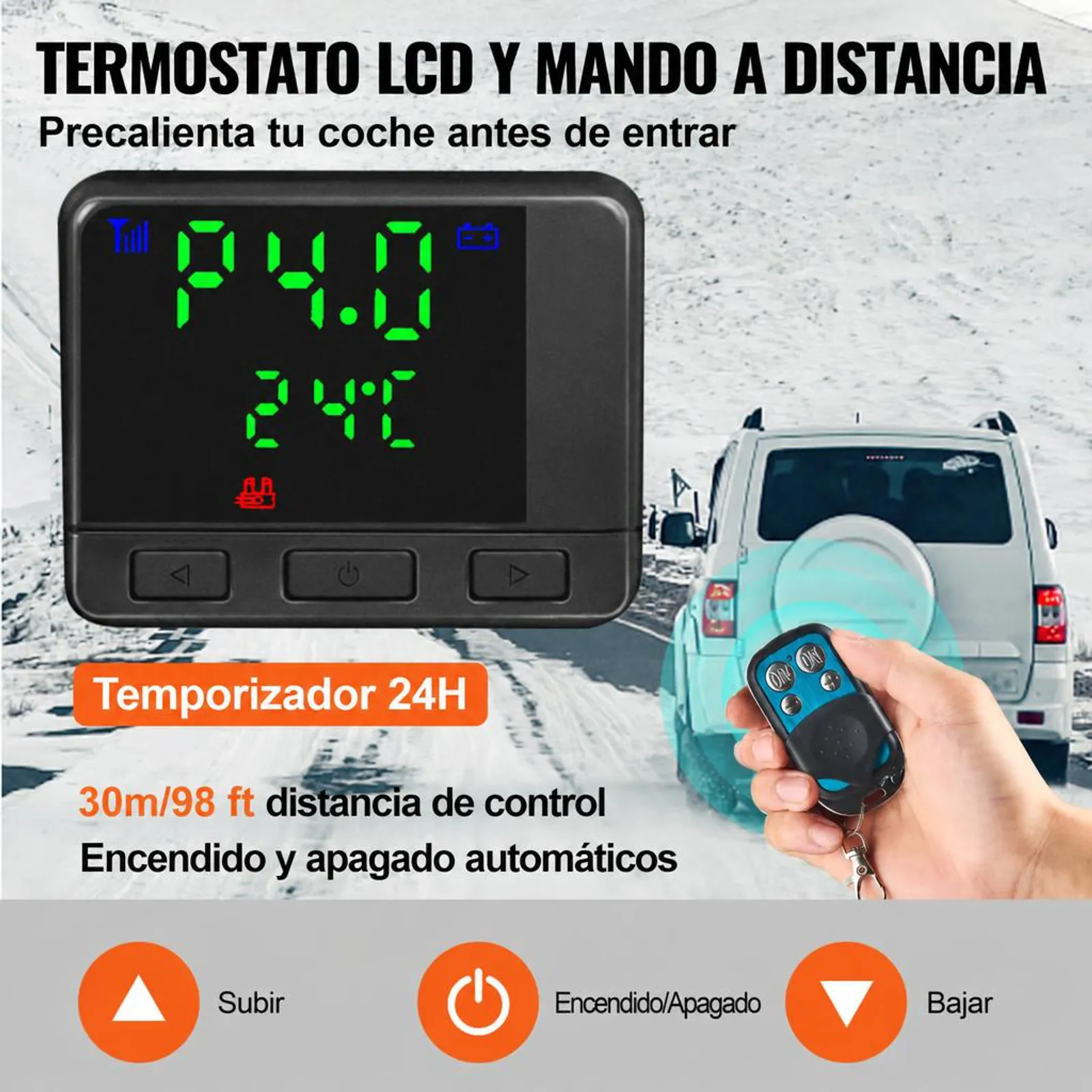 VEVORCalentador de Aire Diésel, 12 V 5-8KW Calefacción Estacionaria Diésel -40 °C - 80 °C Calentador de Estacionamiento Diésel Calefacción Estática Furgoneta Diésel Calentador Coche con Interruptor LCD