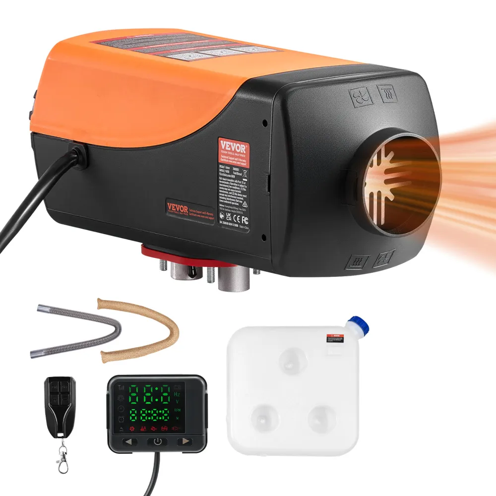 VEVOR Calentador de Aire Diésel 12-24V 5-8KW Consumo 0,18-0,37 L/h Calefacción Estacionaria 8-36°C Ajustable con Control Remoto Pantalla LCD a Color Tanque de Combustible 10 L para Camión, Barco
