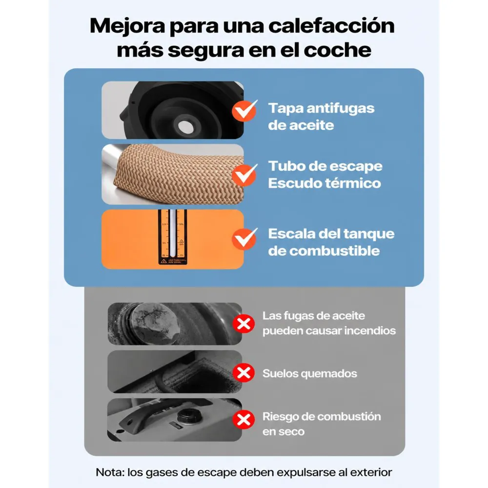 VEVOR Calentador de Aire Diésel 12-24V 5-8KW Consumo 0,18-0,36 L/h Calefacción Estacionaria 0-40 °C Ajustable con Control Remoto Pantalla LCD Bajo Ruido Tanque de 5 L para Camión, Barco, Caravana