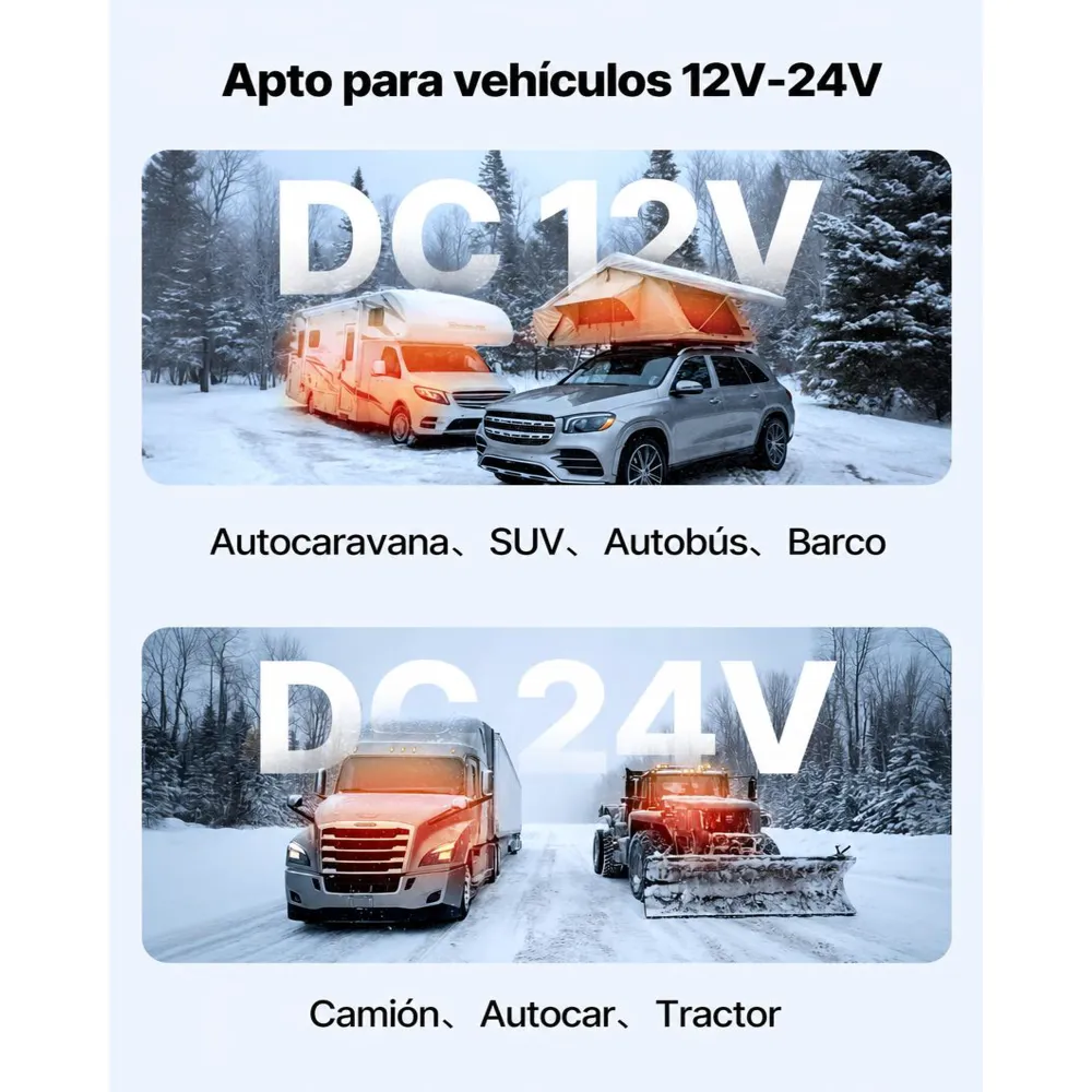 VEVOR Calentador de Aire Diésel 12-24V 5-8KW Consumo 0,18-0,36 L/h Calefacción Estacionaria 0-40 °C Ajustable con Control Remoto Pantalla LCD Bajo Ruido Tanque de 5 L para Camión, Barco, Caravana