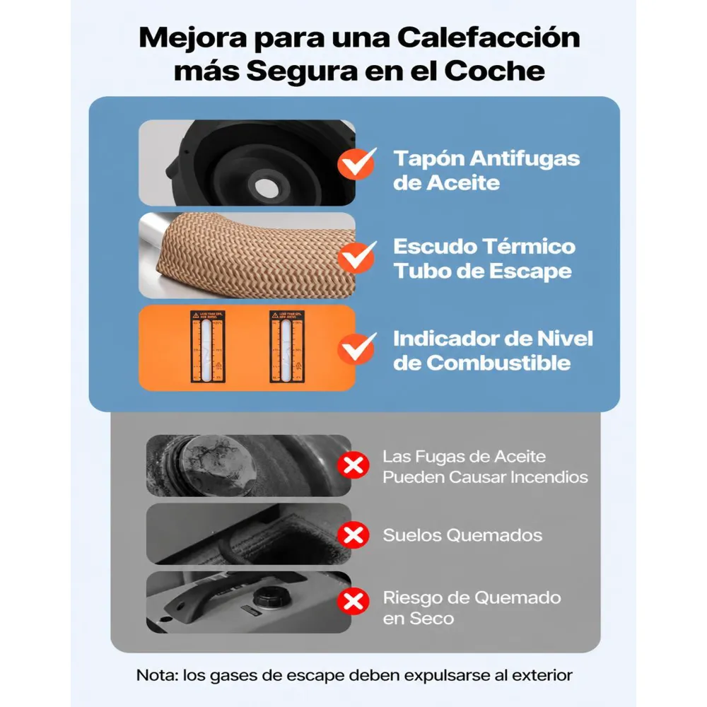 VEVOR Calentador de Aire Diésel 12-24V 5-8KW Consumo 0,18-0,36 L/h Calefacción Estacionaria 0-40 °C Ajustable con Control Remoto Pantalla LCD Tanque de 5 L para Camión, Barco, Furgoneta, Caravana