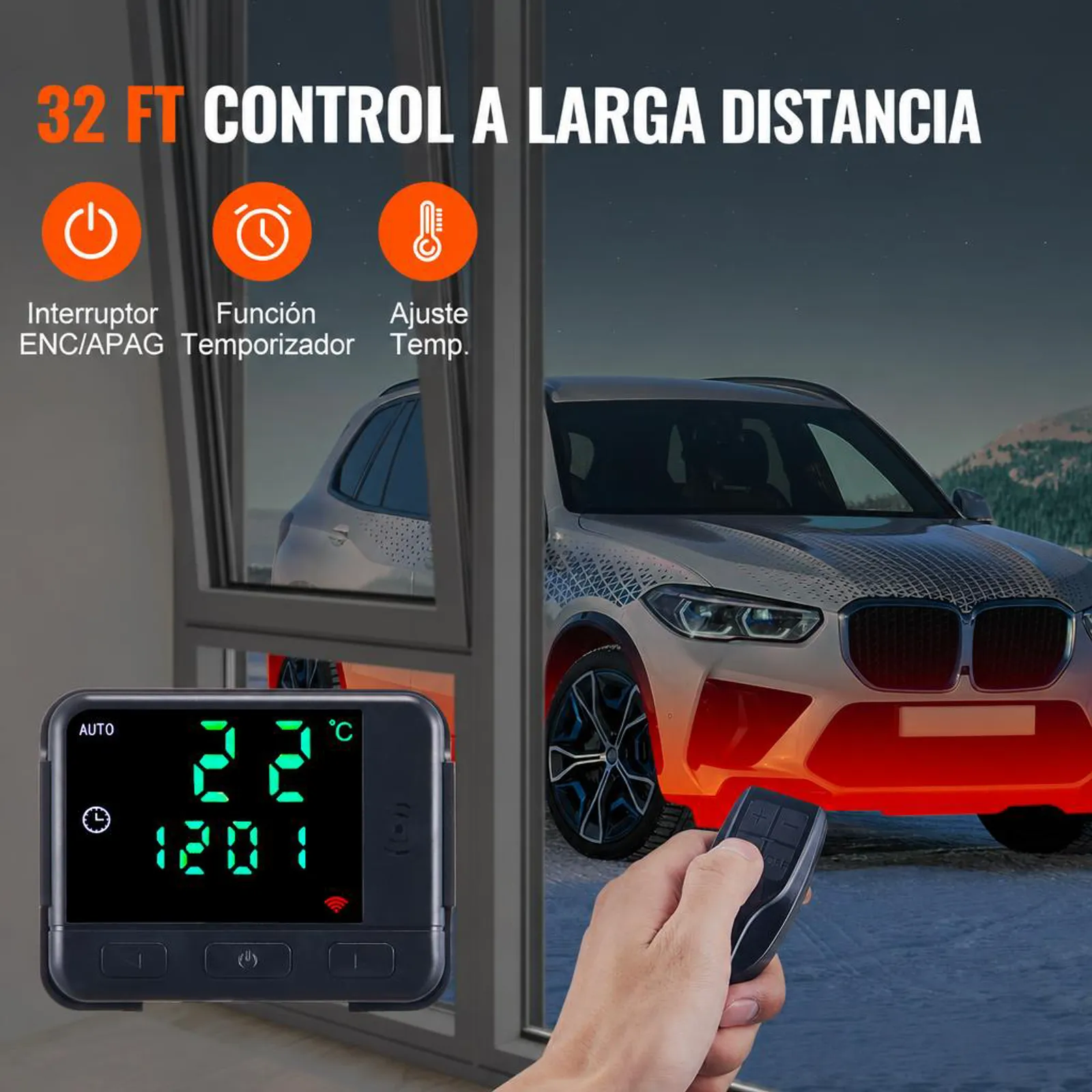VEVOR Calentador Diesel 12&24V 2KW 0,12-0,26 L/h Calentador de Aire Diesel 8-36 °C Ajustable 10-15m² Control LCD Inteligente y Mando a Distancia Depósito de 10L para Interior de Autocaravana Camión Barco