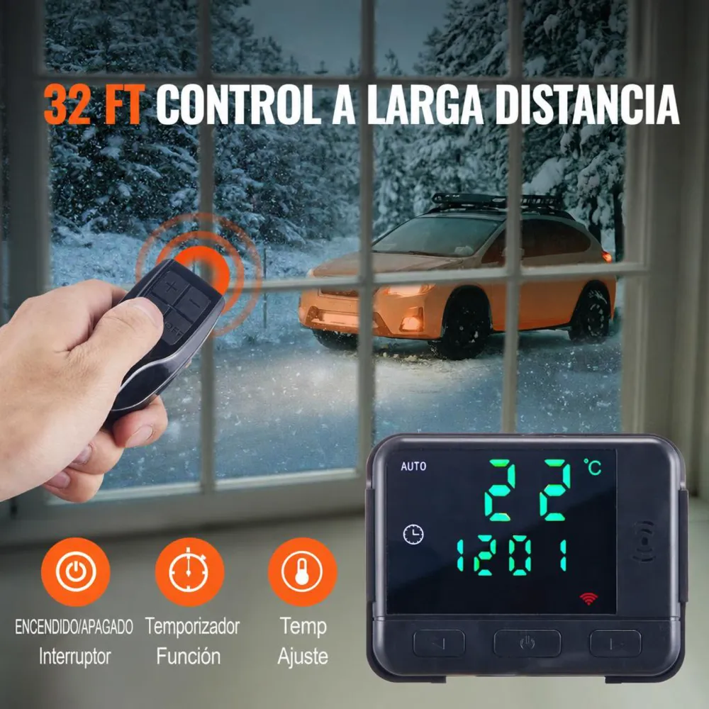VEVOR Calentador Diésel Portátil Todo en Uno 12V 5-8KW, 0,16-0,62L/h Calentador de Aire Diesel 8~36°C Ajustable 20-25m² Control Inteligente LCD Bluetooth Mando a Distancia Tanque de 5L para Barco RV Auto