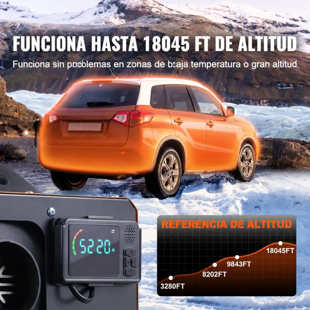 VEVOR Calentador Diésel Portátil Todo en Uno 12V 5-8KW Calentador de Aire Diésel 0,16-0,62 L/h 8~36°C Ajustable 20-25 m² LCD Bluetooth Mando a Distancia Depósito de 5 L para Autocaravana Sin Instalación